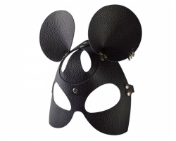 БДСМ маска «Мышка» с ушками, черный, размер OS