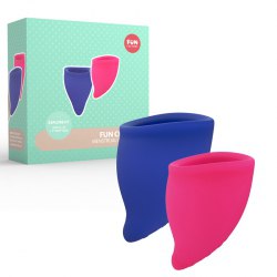 Менструальные чаши Fun Cup Explore Kit размер А (20 мл) + В (30 мл) – розовый/синий